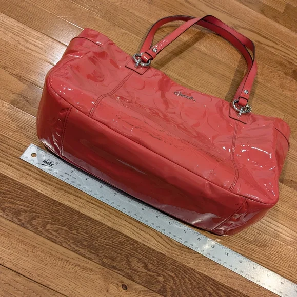 Coach Coral Patent Leather Tote Bag - Picture 12 of 14